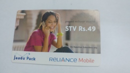 India-reliance Mobile Card-(25h)-(rs.49)-(31/12/09)-(maharashtra)-card Used+1 Card Prepiad Free - Indien