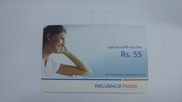 India-reliance Mobile Card-(25j)-(rs.55)-(30/6/07)-(maharashtra)-card Used+1 Card Prepiad Free - India