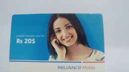 India-reliance Mobile Card-(25q)-(rs.205)-(30/9/07)-(maharashtra)-card Used+1 Card Prepiad Free - Inde