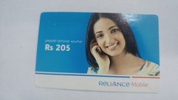 India-reliance Mobile Card-(25r)-(rs.205)-(31/12/07)-(maharashtra)-card Used+1 Card Prepiad Free - Inde