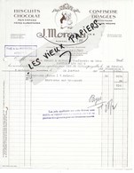 89 - Yonne - AUXERRE - Facture MOREAU - Biscuits, Chocolat, Confiserie, Dragées - 193? - REF 116E - 1900 – 1949