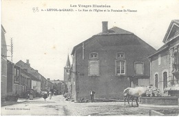 88 - LIFFOL-LE-GRAND N° 2. - La Rue De L'Eglise Et La Fontaine St-Vincent - Abreuvoir Chevaux - TBE - Liffol Le Grand