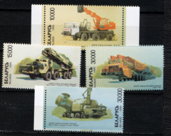 BIELORUSSIE BELARUS 1999, VEHICULES LOURDS CIVILS ET MILITAIRES, 4 Valeurs, Neufs / Mint. R1454 - Trucks