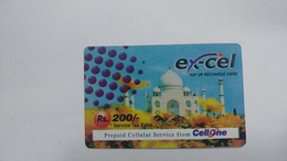 India-ex-cel-recharge Card-(28f)-(rs.200)-(31.5.2009)-(jaipur)-card Used+1 Card Prepiad Free - India