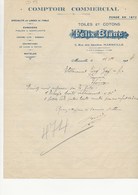 FELIX BLANC -TOILES ET COTONS  - MARSEILLE  -1928 - Textile & Vestimentaire