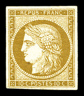 * N°1, 10c Bistre-jaune, Quasi **, Frais, SUP. R (signé/certificat)  Qualité: *  Cote: 3000 Euros - 1849-1850 Cérès