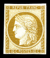 (*) N°1, 10c Bistre-jaune. TB (signé Calves/certificat)  Qualité: (*)  Cote: 900 Euros - 1849-1850 Ceres