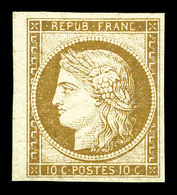 * N°1a, 10c Bistre-brun, Quasi **, Bdf, Fraîcheur Postale. SUPERBE. R. (certificat)  Qualité: *  Cote: 3250 Euros - 1849-1850 Ceres