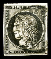 O N°3, 20c Noir Obl Càd Type 15 Du 5 Janvier 1849, TTB (signé Brun)  Qualité: O  Cote: 500 Euros - 1849-1850 Cérès