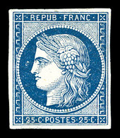 (*) N°4a, 25c Bleu Foncé. TTB (certificat)  Qualité: (*)  Cote: 5000 Euros - 1849-1850 Cérès