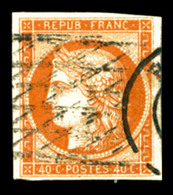 O N°5, 40c Orange Obl Grille Sans Fin, Belles Marges, TTB (signé Brun/certificat)  Qualité: O  Cote: 575 Euros - 1849-1850 Cérès