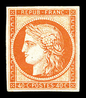 * N°5A, 40c Orange, Quatre Belles Marges, Frais. SUP (certificat)  Qualité: *  Cote: 3800 Euros - 1849-1850 Ceres