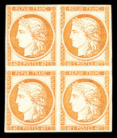 * N°5g, 40c Orange, Impression De 1862 En Bloc De Quatre, 1 Ex Froissure Dans Un Angle. TB (certificat)  Qualité: *  Cot - 1849-1850 Ceres