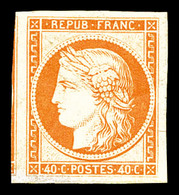 * N°5g, 40c Orange, Impression De 1862, Grandes Marges Avec Voisin. SUP (certificat)  Qualité: *  Cote: 800 Euros - 1849-1850 Ceres