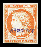 * N°5, 40c Orange, Impression De 1862, Surchargé 'SPECIMEN'. SUP . R.R. (signé Scheller/certificats)  Qualité: * - 1849-1850 Cérès