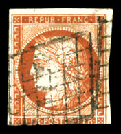 O N°7a, 1F Vermillon Vif Obl Grille. Effleuré En Bas. Belle Nuance (signé Calves/certificat)  Qualité: O  Cote: 26500 Eu - 1849-1850 Cérès