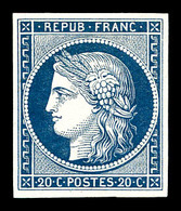 * N°8a, Non émis, 20c Bleu Foncé, Grande Fraîcheur, R.R. SUP (signé Pavoille/certificat)  Qualité: *  Cote: 4000 Euros - 1849-1850 Cérès