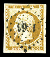 O N°9, 10c Bistre-jaune, Obl Pc, TTB (certificat)  Qualité: O  Cote: 850 Euros - 1852 Louis-Napoleon