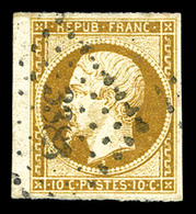 O N°9a, 10c Bistre-brun Obl Pc '3383', Petit Bord De Feuille Latéral. TTB (signé Scheller/certificat)  Qualité: O - 1852 Luis-Napoléon