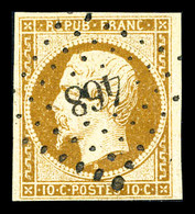 O N°9a, 10c Bistre-brun Obl PC, TB (signé Calves/certificat)  Qualité: O  Cote: 950 Euros - 1852 Louis-Napoleon