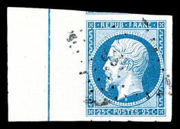 O N°10b, 25c Bleu Bord De Feuille Avec Filet D'encadrement, Infime Pelurage. TTB (signé Calves/certificat)  Qualité: O   - 1852 Luigi-Napoleone