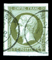 O N°11, 1c Olive, Quatre Grandes Marges Avec Voisin, Pièce Choisie (signé Scheller/certificat)  Qualité: O - 1853-1860 Napoléon III