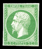 * N°12, 5c Vert. TB (certificat)  Qualité: *  Cote: 1400 Euros - 1853-1860 Napoleon III