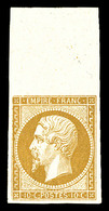** N°13A, 10c Bistre Type I, Grand Bord De Feuille Supérieur, Fraîcheur Postale. SUP. R. (signé Calves/Brun/certificat)  - 1853-1860 Napoleon III