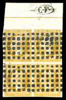 O N°13, 10c Bistre-citron, Bloc De Quatre Obl Gros Points, Grand Bdf Avec Filet D'encadrement + 'CF'. TTB. R.R. (certifi - 1853-1860 Napoléon III.
