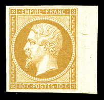 * N°13B, 10c Brun-clair Type II, Belles Marges, Bord De Feuille. SUP (certificat)  Qualité: *  Cote: 1100 Euros - 1853-1860 Napoléon III