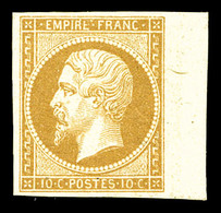 * N°13B, 10c Brun-clair Type II, Belles Marges, Bord De Feuille. SUP (certificat)  Qualité: *  Cote: 1100 Euros - 1853-1860 Napoléon III.