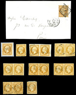 O 10c Empire: Ensemble De 42 Exemplaires Dont Lettres, Nuances, Oblitérations, Piquages... à étudier  Qualité: O - 1853-1860 Napoléon III