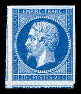 ** N°14A, 20c Bleu, Infime Froissure De Gomme, Grandes Marges Avec 3 Voisins. SUP (certificat)  Qualité: ** - 1853-1860 Napoléon III