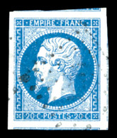 O N°14A, 20c Bleu Type I, Grandes Marges Avec 4 Voisins. SUP (signé/certificat)  Qualité: O - 1853-1860 Napoléon III