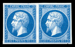 ** N°14B, 20c Type II En Paire, Quatre Belles Marges équilibrées, Fraîcheur Postale. SUP (signé Calves/certificat)  Qual - 1853-1860 Napoleon III