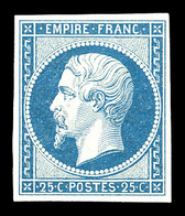 ** N°15, 25c Bleu, Quatre Belles Marges, Fraîcheur Postale. SUPERBE. R.R.R. (certificat)  Qualité: ** - 1853-1860 Napoleon III