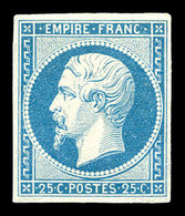 * N°15, 25c Bleu, Frais. TTB (signé Brun/certificat)  Qualité: *  Cote: 3500 Euros - 1853-1860 Napoléon III