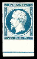 * N°15b, 25c Bleu, Bord De Feuille Avec Filet D'encadrement, Belles Marges. SUP. R.R. (signé Calves/Brun/certificat)  Qu - 1853-1860 Napoléon III.