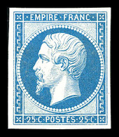 * N°15c, 25c Bleu, Impression De 1862, Quatre Belles Marges. TTB (certificat)  Qualité: *  Cote: 600 Euros - 1853-1860 Napoleone III