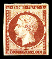 * N°17A, 80c Carmin, Quatre Belles Marges, Pleine Gomme Originale. SUP. R.R. (signé Brun/certificat)  Qualité: *  Cote:  - 1853-1860 Napoléon III