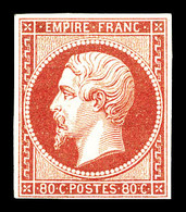 * N°17Bb, 80c Rose-pâle, Grande Fraîcheur. SUP. R. (signé Brun/Scheller/certificat)  Qualité: *  Cote: 3800 Euros - 1853-1860 Napoléon III