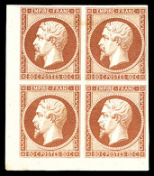 (*) N°17e, 80c Rose Carmin, Tirage Des Arts Et Métiers En Bloc De Quatre Coin De Feuille. SUPERBE. R.R. (signé Gilbert/C - 1853-1860 Napoléon III.