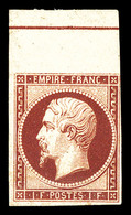 * N°18c, 1F Carmin-foncé, Bord De Feuille Supérieur Avec Filet D'encadrement, Fraîcheur Postale. SUPERBE. R.R.R. (Brun/c - 1853-1860 Napoléon III.