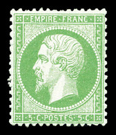 * N°20, 5c Vert, Très Bon Centrage. TTB (certificat)  Qualité: * - 1862 Napoleone III