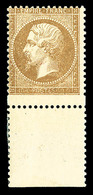 ** N°21, 10c Bistre: VARIÉTÉ PIQUAGE DECALE (timbre Plus Grand), Bas De Feuille, FRAÎCHEUR POSTALE, SUPERBE (signé Calve - 1862 Napoléon III.