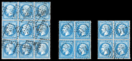 O N°22, 20c Bleu: Bloc De 9 + 2 Blocs De Quatre. TTB  Qualité: O - 1862 Napoléon III
