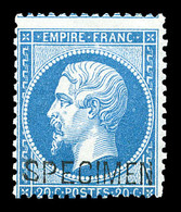 * N°22d, 20c Bleu Surchargé 'SPECIMEN'. TB  Qualité: *  Cote: 400 Euros - 1862 Napoleone III