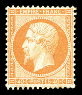 ** N°23, 40c Orange, Fraîcheur Postale, Très Bon Centrage. SUPERBE. R.R. (signé Calves/certificats)  Qualité: ** - 1862 Napoleon III