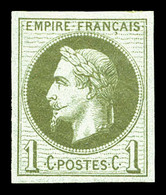 * N°25c, Rothschild, 1c Olive Impression Fine Non Dentelé, Fraîcheur Postale. SUP (signé Margues/certificat)  Qualité: * - 1863-1870 Napoleon III With Laurels