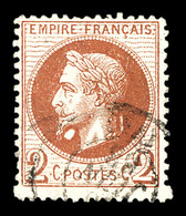 O N°26Ae, 2c Rouge-brun, Boule Blanche Sous Le Cou (case 143). TB (signé Calves/certificat)  Qualité: O  Cote: 1600 Euro - 1863-1870 Napoléon III Lauré